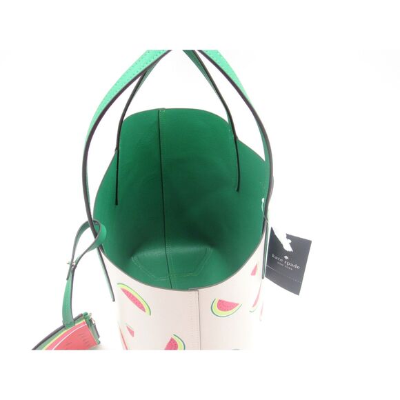 Kate Spade What A Melon Reversible Watermelon Tote Cream Green Multi - Picture 3 of 7